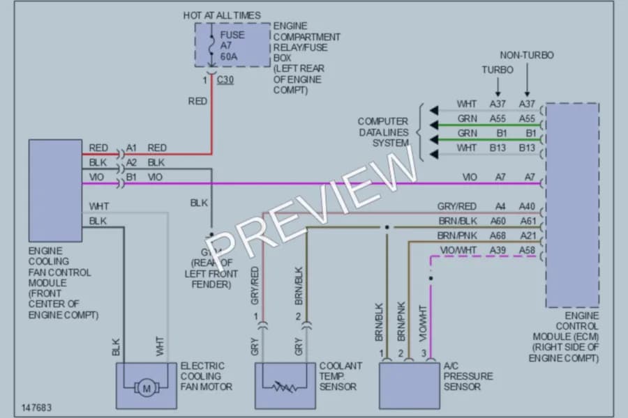 2001 Volvo V70XC Cooling Fan wiring diagram preview