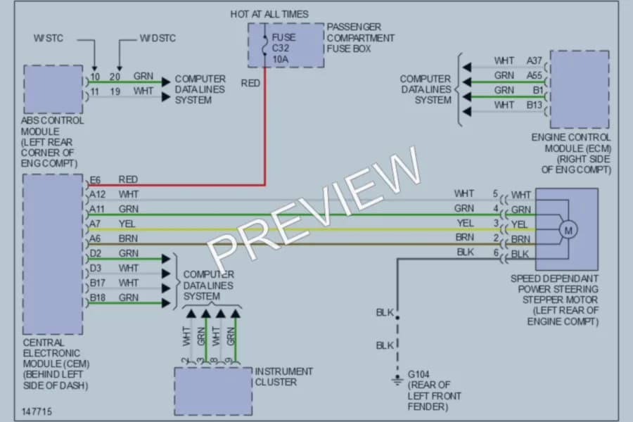 2001 Volvo V70XC Electronic Power Steering wiring diagram preview