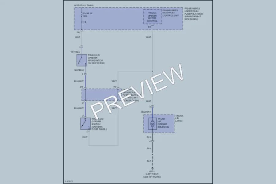 2002 Acura 32CL Trunk Tailgate Fuel Door wiring diagram preview