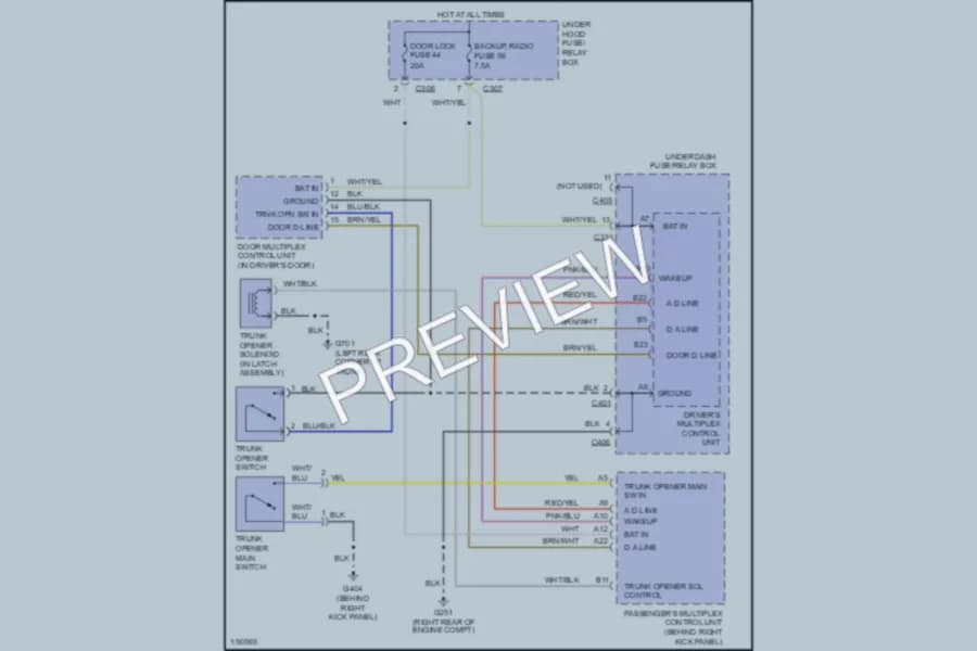 2002 Acura 35RL Trunk Tailgate Fuel Door wiring diagram preview