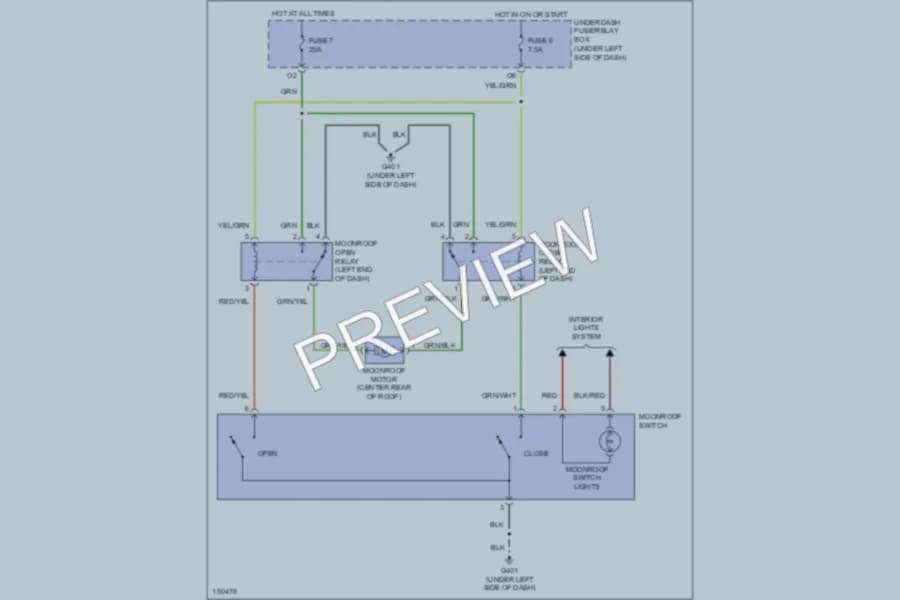 2002 Acura RSX Power Top Sunroof wiring diagram preview