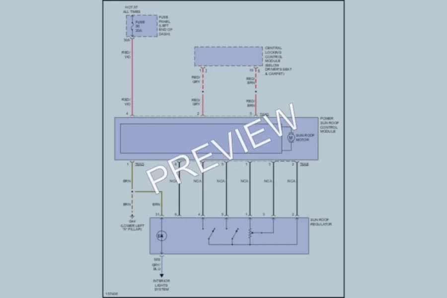 2002 Audi AllroadQuattro Power Top Sunroof wiring diagram preview