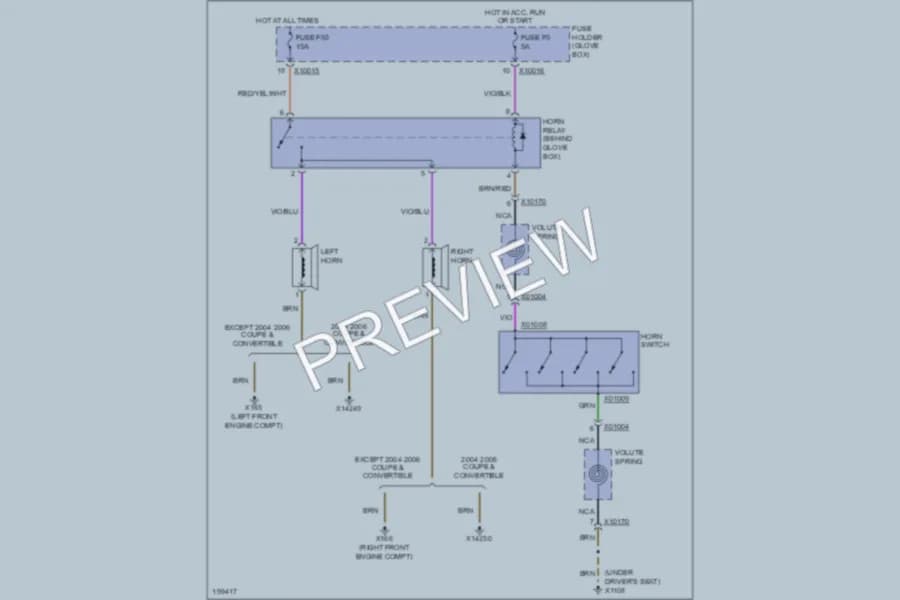 2002 BMW 330xi Horn wiring diagram preview