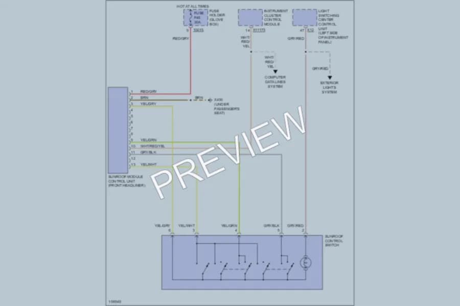 2002 BMW 330xi Power Top Sunroof wiring diagram preview