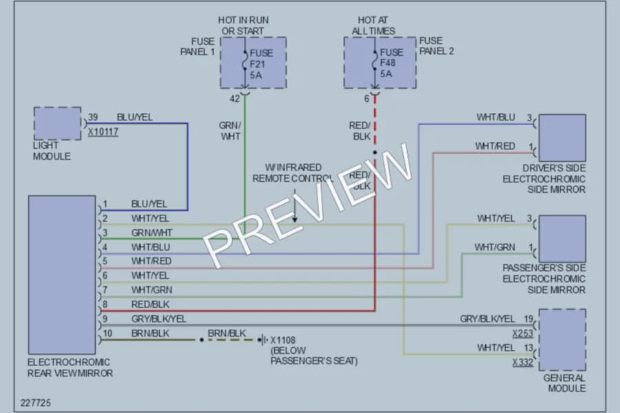 2002 BMW 530i Power Mirrors wiring diagram preview
