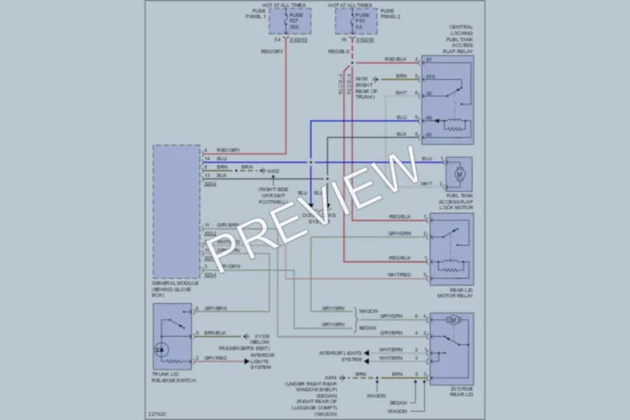 2002 BMW 530i Trunk Tailgate Fuel Door wiring diagram preview