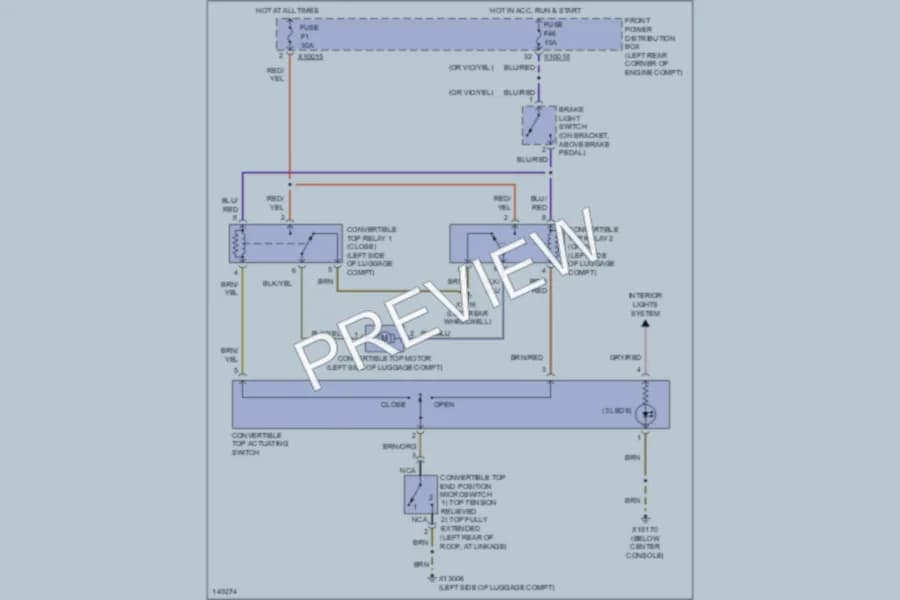 2002 BMW MCoupe Power Top Sunroof wiring diagram preview