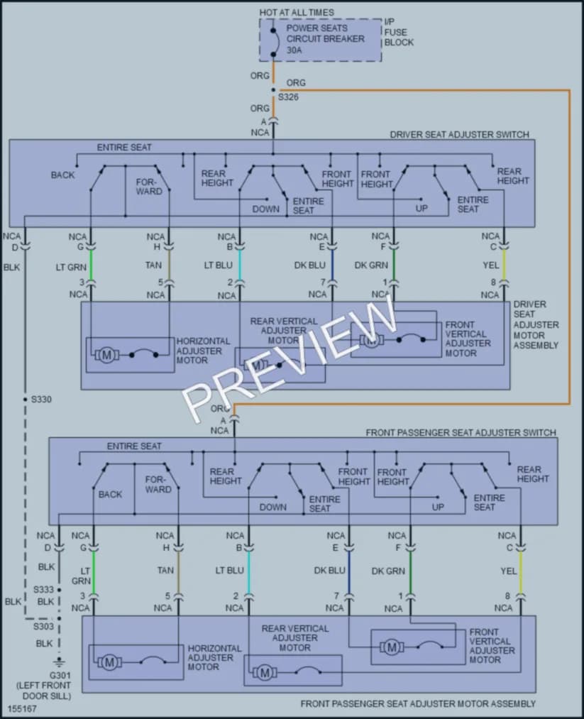 2002 Buick Century Power Seats wiring diagram preview