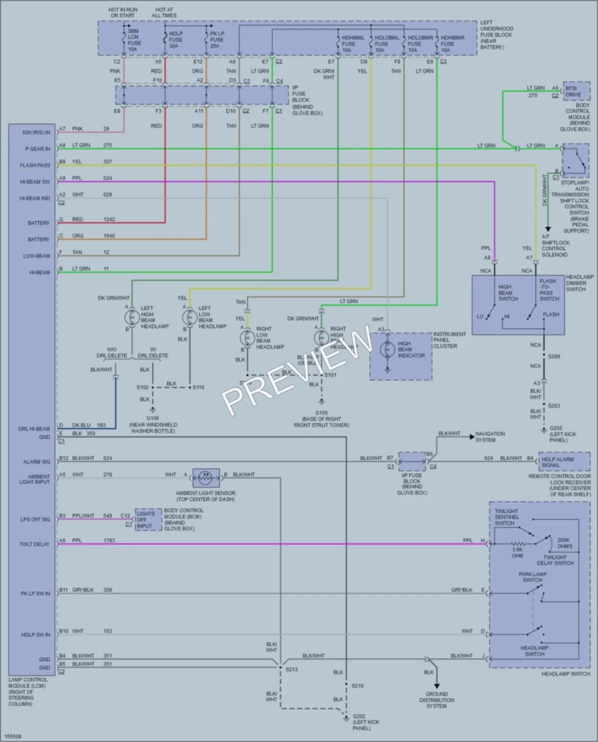 2002 Buick ParkAvenue Headlights wiring diagram preview