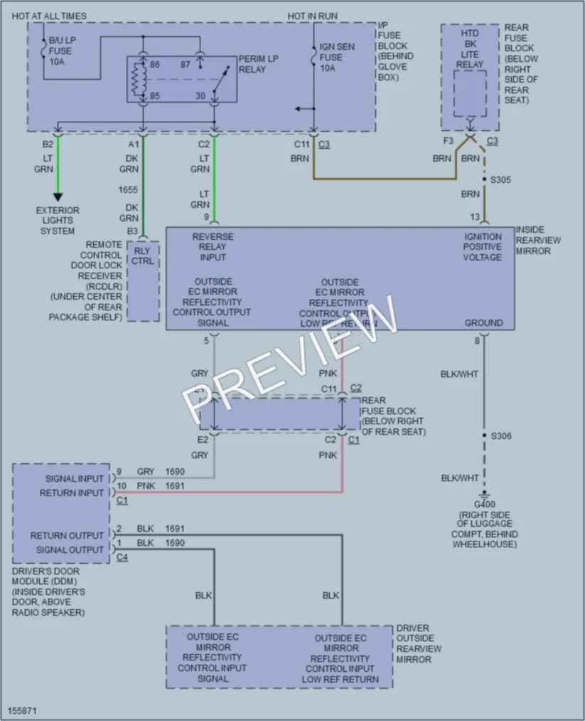 2002 Buick ParkAvenue Power Mirrors wiring diagram preview