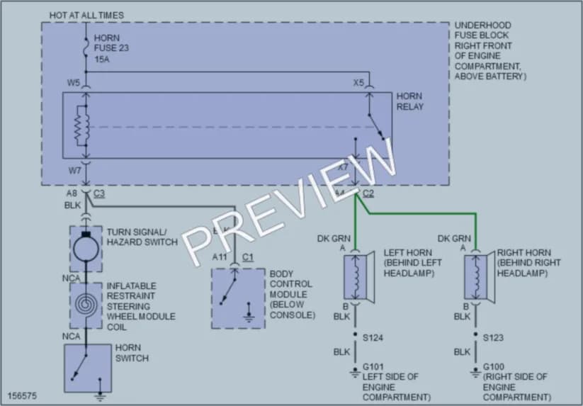 2002 Buick Rendezvous Horn wiring diagram preview