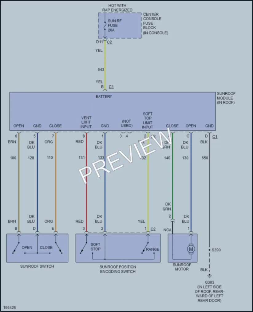 2002 Buick Rendezvous Power Top Sunroof wiring diagram preview