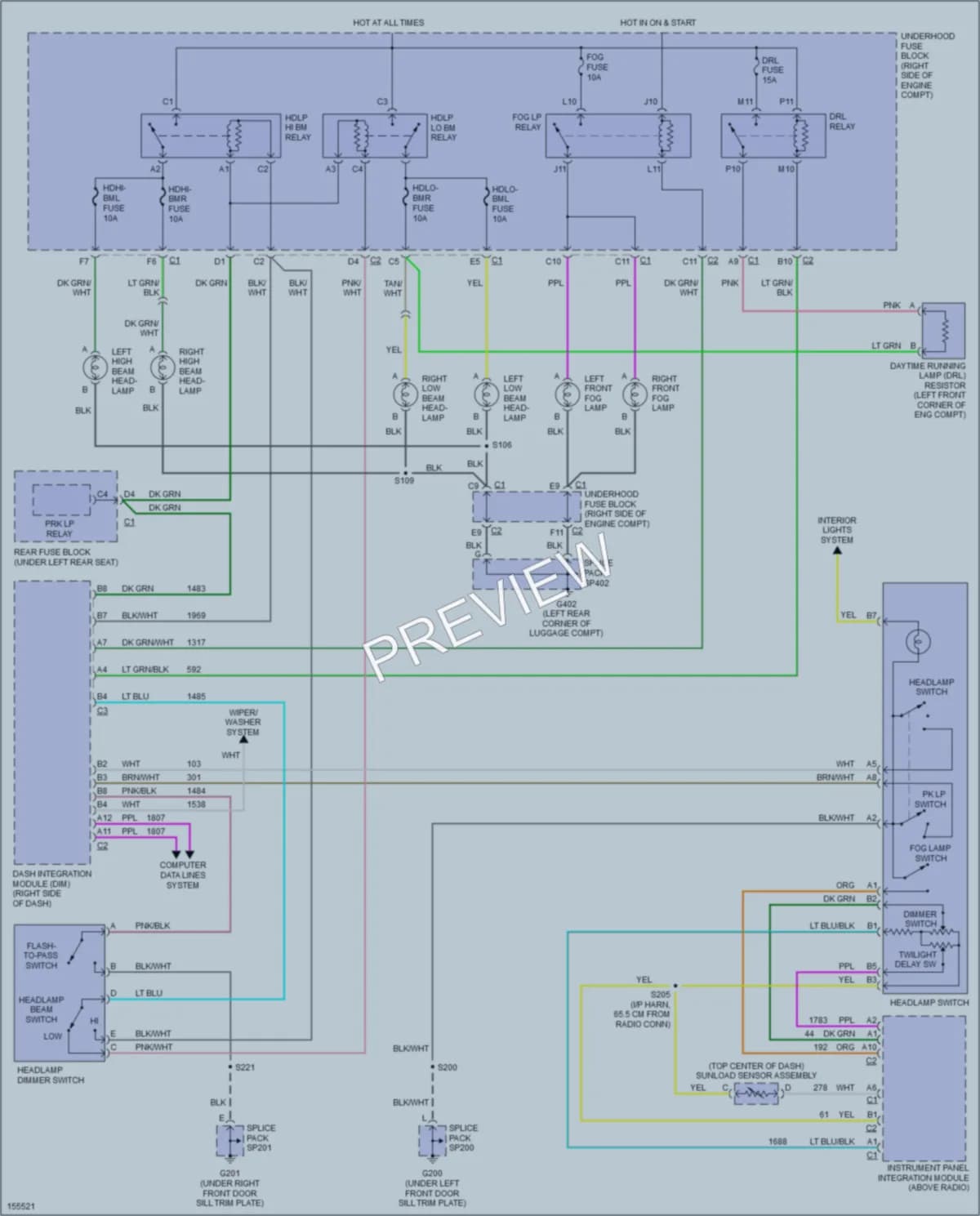 2002 Cadillac DeVille Headlights wiring diagram preview