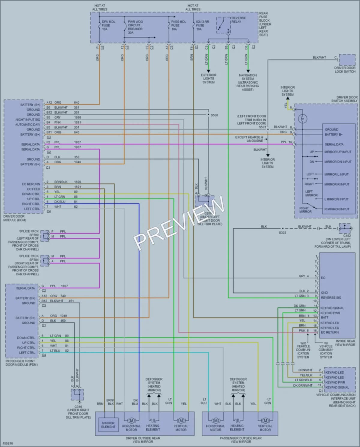 2002 Cadillac DeVille Power Mirrors wiring diagram preview