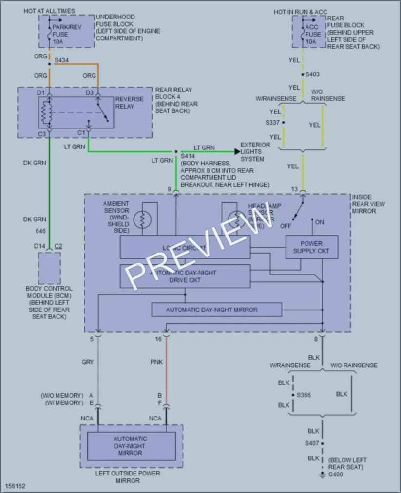 2002 Cadillac Eldorado Power Mirrors wiring diagram preview