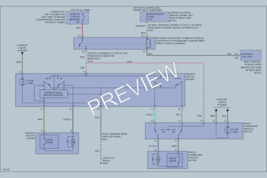 2002 Cadillac Eldorado Power Windows wiring diagram preview