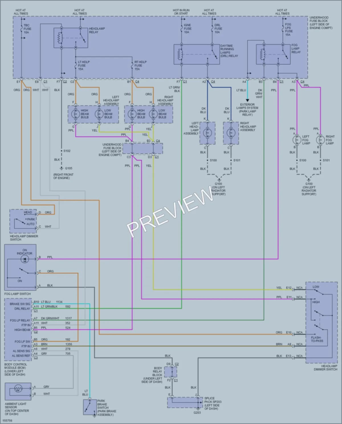 2002 Cadillac Escalade Headlights wiring diagram preview