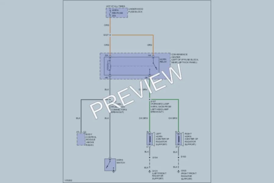 2002 Chevrolet Astro Horn wiring diagram preview