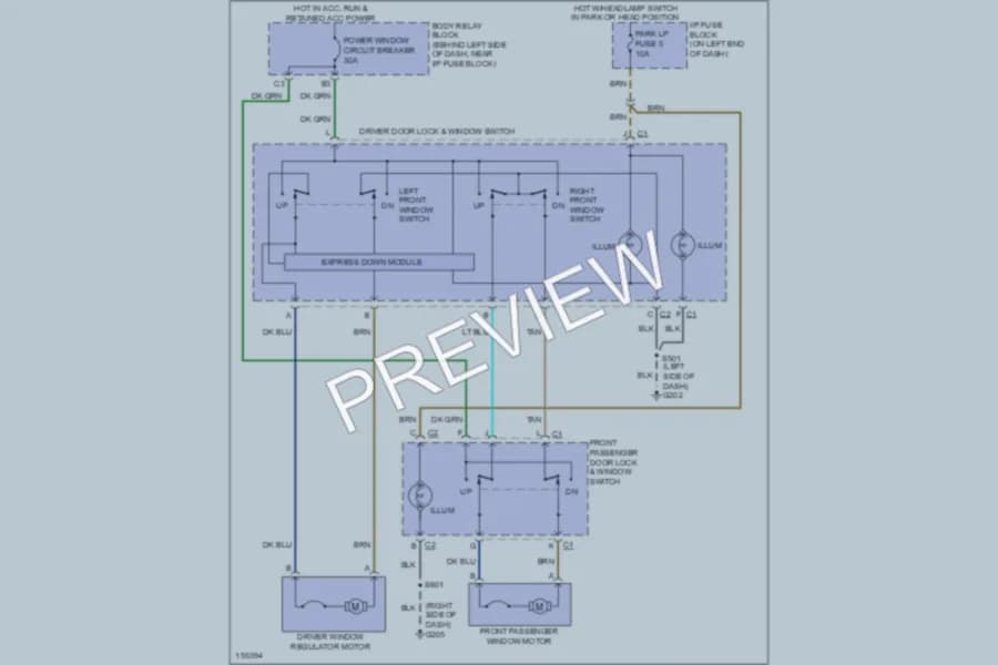 2002 Chevrolet Blazer Power Windows wiring diagram preview