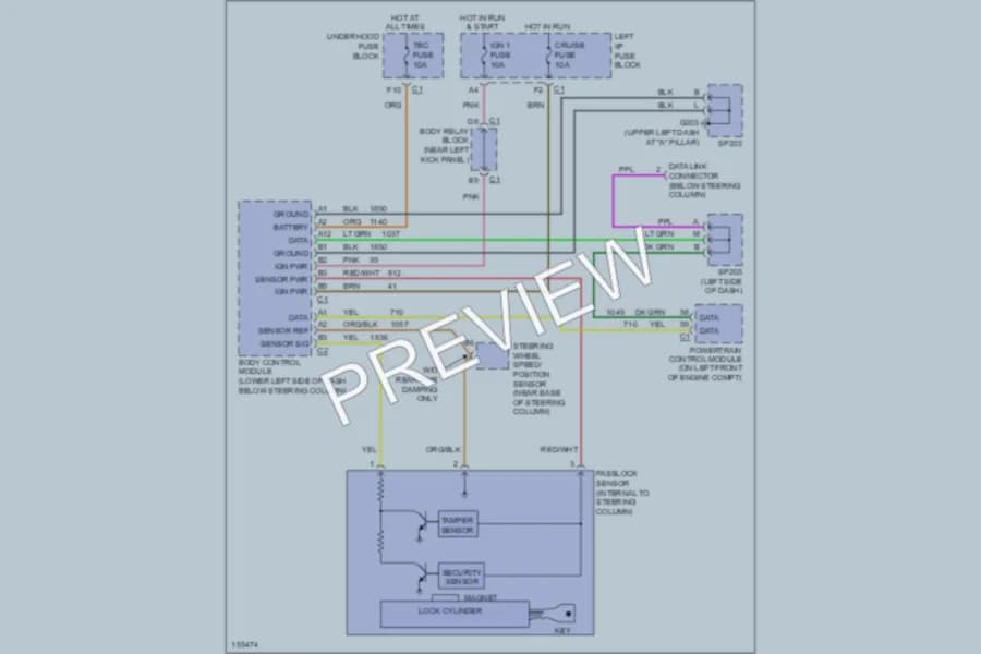 2002 Chevrolet 1500 Anti Theft wiring diagram preview with protected circuit layout
