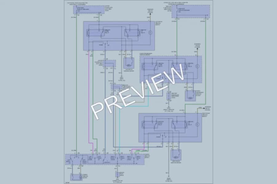2002 Chevrolet 1500 Hd Power Windows wiring diagram preview with protected circuit layout