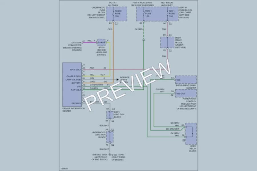 2002 Chevrolet 3500 Instrument Cluster wiring diagram preview with protected circuit layout