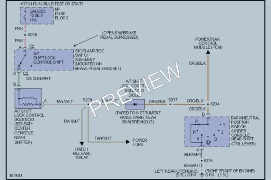 2002 Chevrolet Camaro Shift Interlocks wiring diagram preview