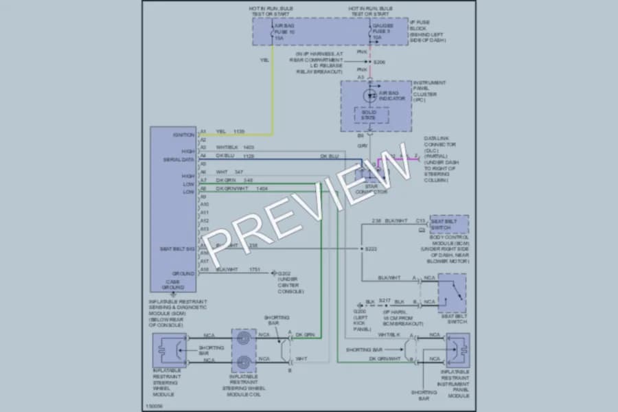 2002 Chevrolet Camaro Supplemental Restraints wiring diagram preview