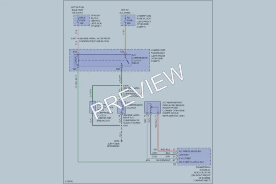 2002 Chevrolet Cavalier Air Conditioning wiring diagram preview