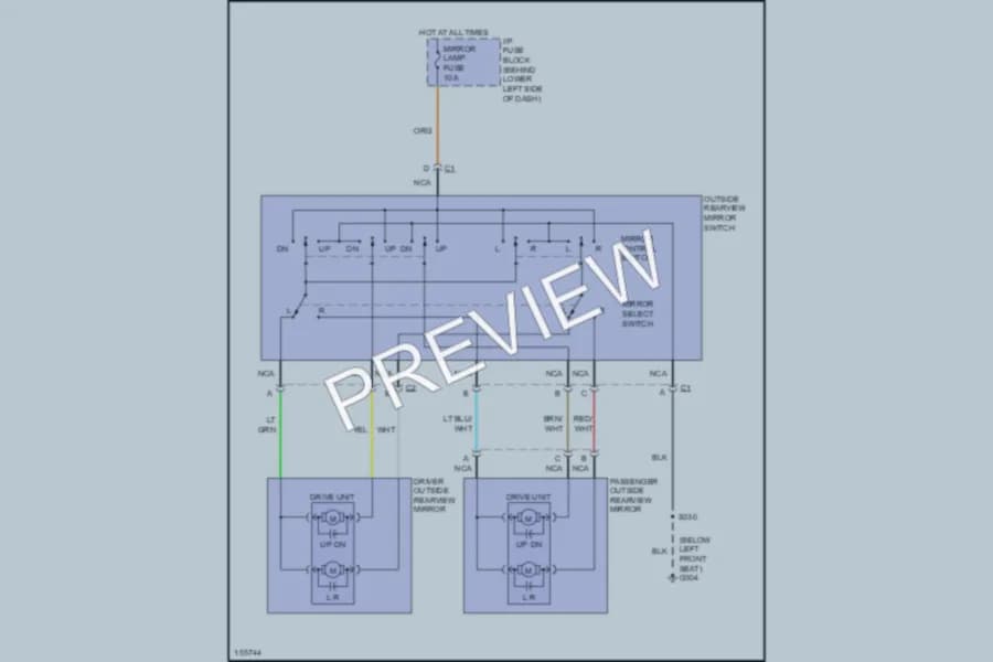 2002 Chevrolet Cavalier Power Mirrors wiring diagram preview