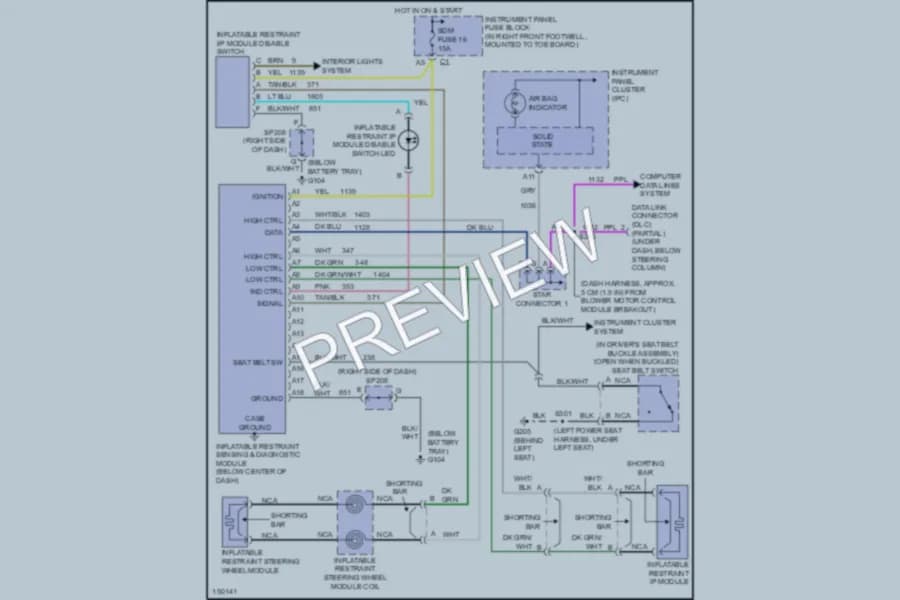 2002 Chevrolet Corvette Supplemental Restraints wiring diagram preview