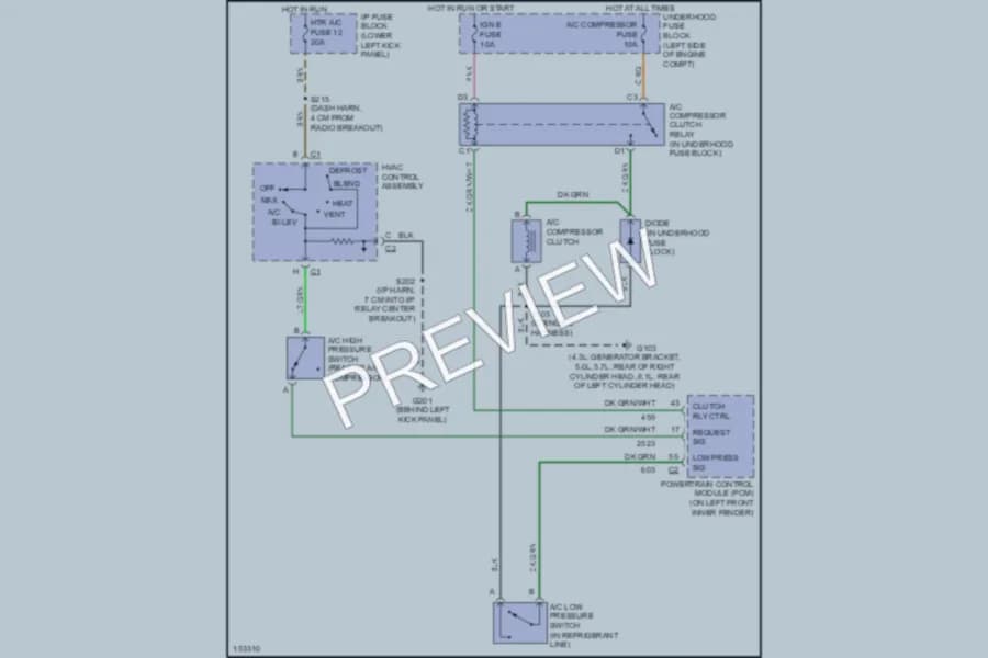 2002 Chevrolet G2500 Air Conditioning wiring diagram preview with protected circuit layout