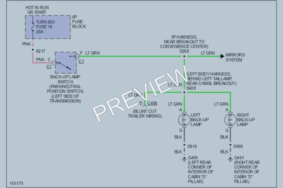 2002 Chevrolet G2500 Exterior Lights wiring diagram preview with protected circuit layout