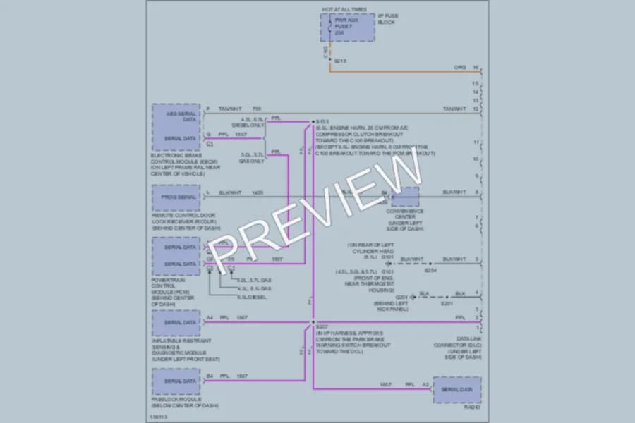 2002 Chevrolet G3500 Computer Data Lines wiring diagram preview with protected circuit layout