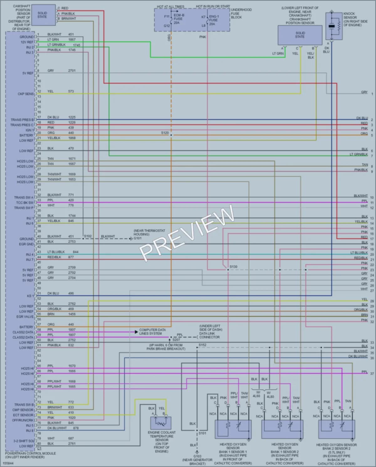 2002 Chevrolet G3500 Engine Performance wiring diagram preview with protected circuit layout