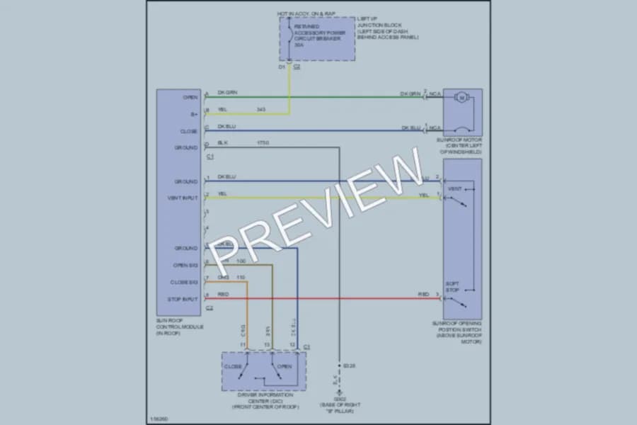 2002 Chevrolet Impala Power Top Sunroof wiring diagram preview