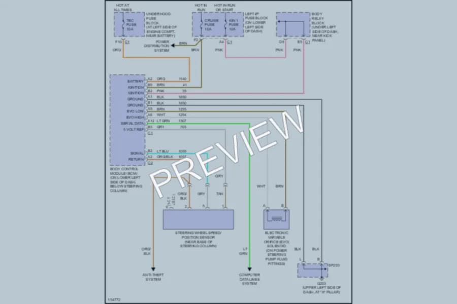 2002 Chevrolet K2500Avalanche Electronic Power Steering wiring diagram preview