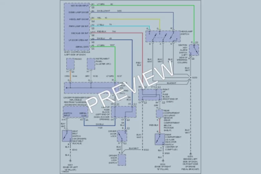 2002 Chevrolet MonteCarlo Warning Systems wiring diagram preview