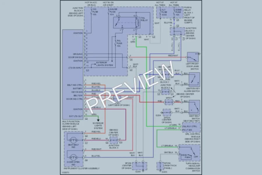 2002 Chevrolet Prizm Warning Systems wiring diagram preview