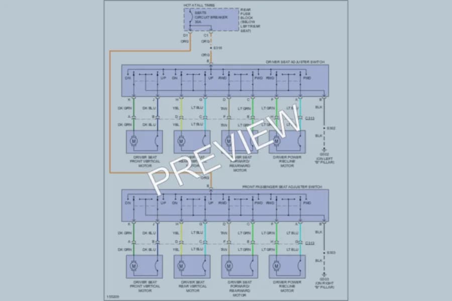 2002 Chevrolet TrailBlazerEXT Power Seats wiring diagram preview