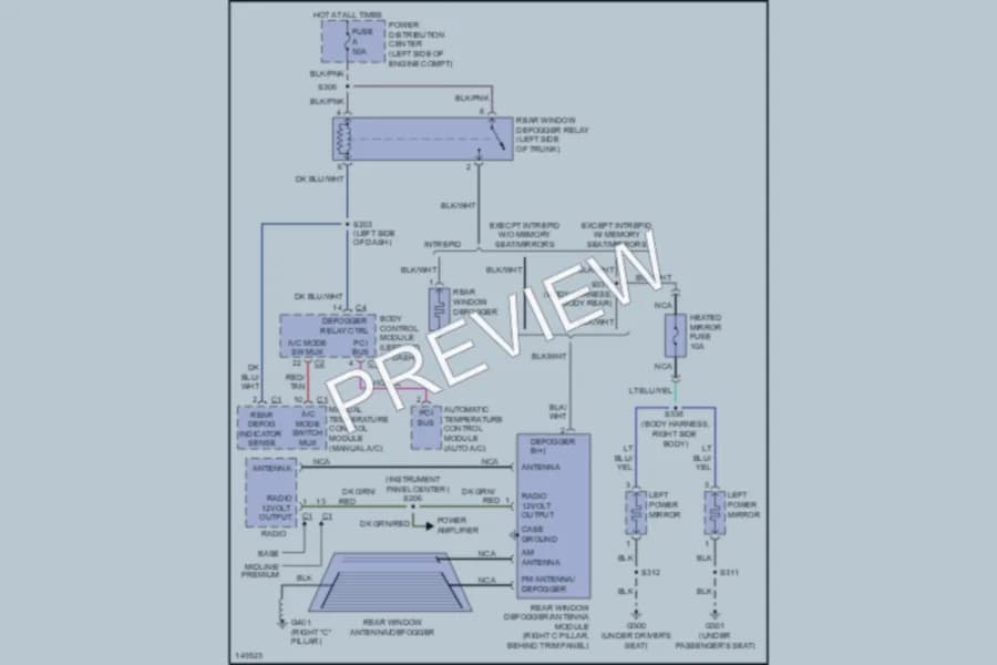 2002 Chrysler Concorde Defoggers wiring diagram preview