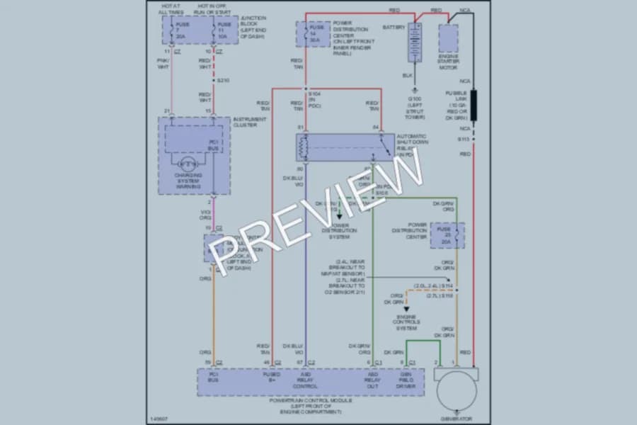 2002 Chrysler 2D Convertible Starting Charging wiring diagram preview with protected circuit layout