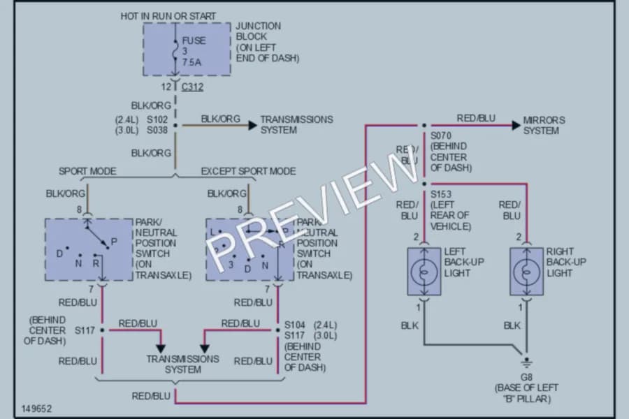 2002 Chrysler 2D Coupe Exterior Lights wiring diagram preview with protected circuit layout