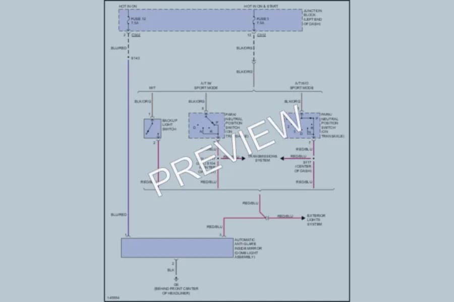 2002 Chrysler 2D Coupe Power Mirrors wiring diagram preview with protected circuit layout