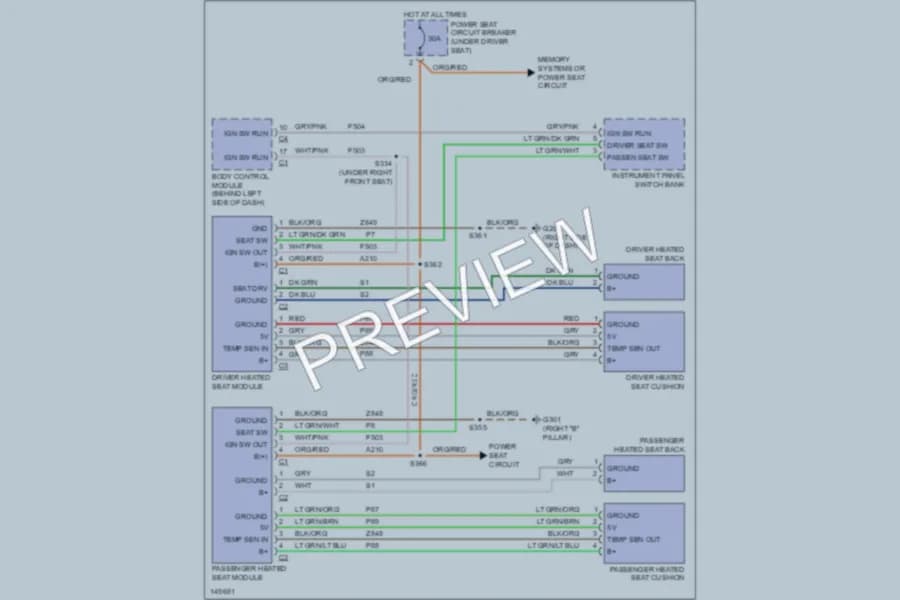 2002 Chrysler Voyager Power Seats wiring diagram preview