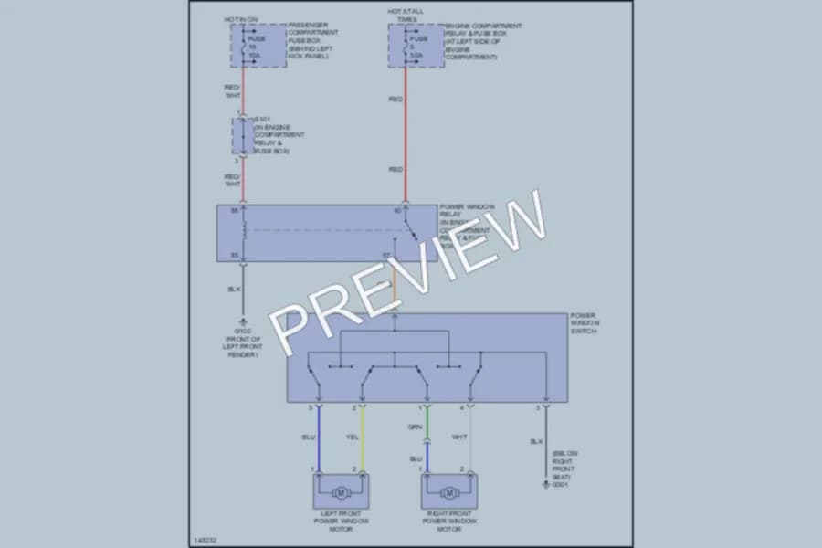 2002 Daewoo Lanos Power Windows wiring diagram preview