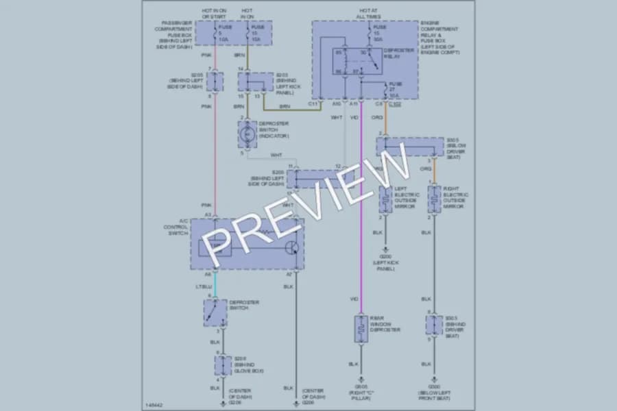 2002 Daewoo Nubira Defoggers wiring diagram preview