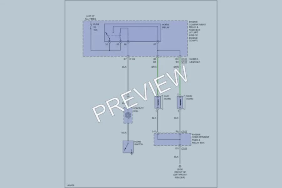 2002 Daewoo Nubira Horn wiring diagram preview