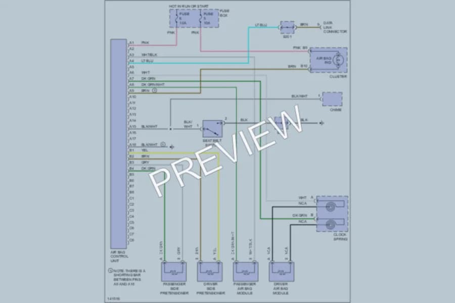 2002 Daewoo Nubira Supplemental Restraints wiring diagram preview