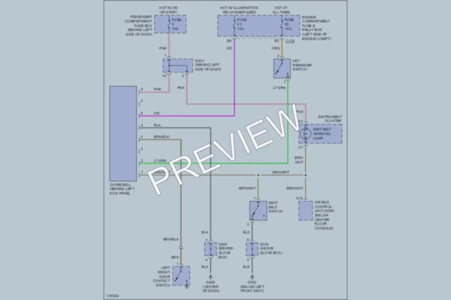2002 Daewoo Nubira Warning Systems wiring diagram preview